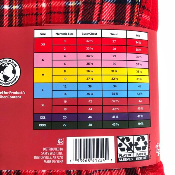 Members Mark Holiday 2-Piece Let it Snow Pajama Set Womens Sz XXL Red Plaid NEW - Picture 2 of 7